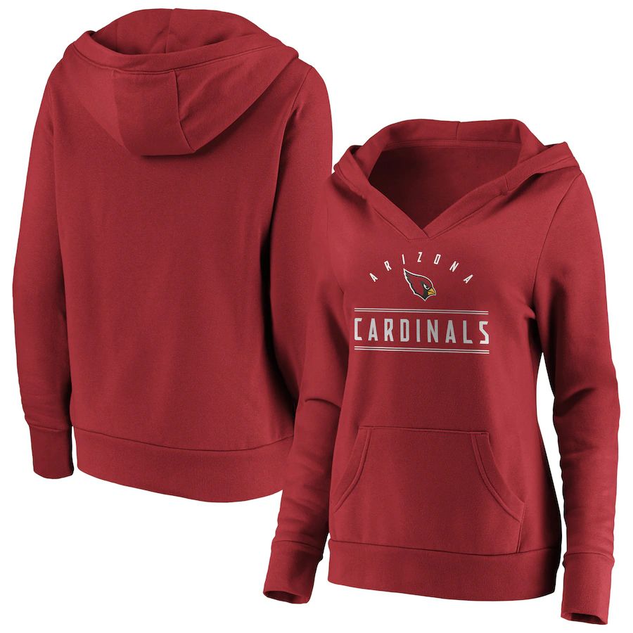 Women Arizona Cardinals Fanatics Branded Cardinal Iconic League Leader V-Neck Pullover Hoodie